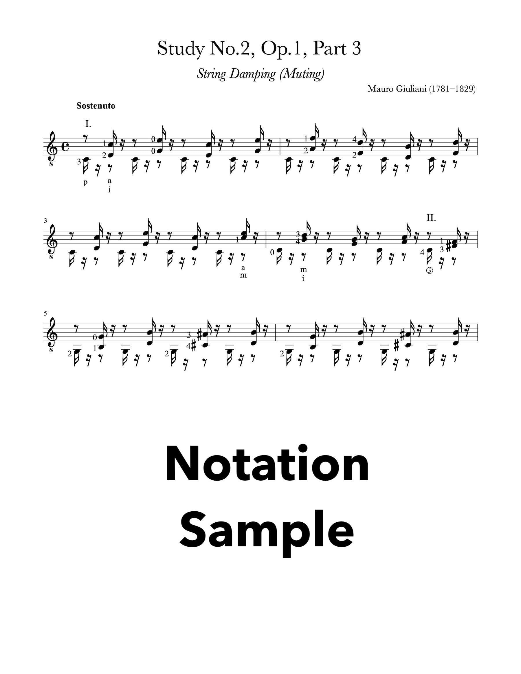 Study or Etude No.2, Op.1, Part 3 by Giuliani (Free PDF)