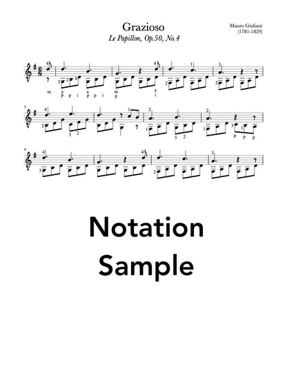 Le Papillon, Op. 50 by Mauro Giuliani (Notation Sample)