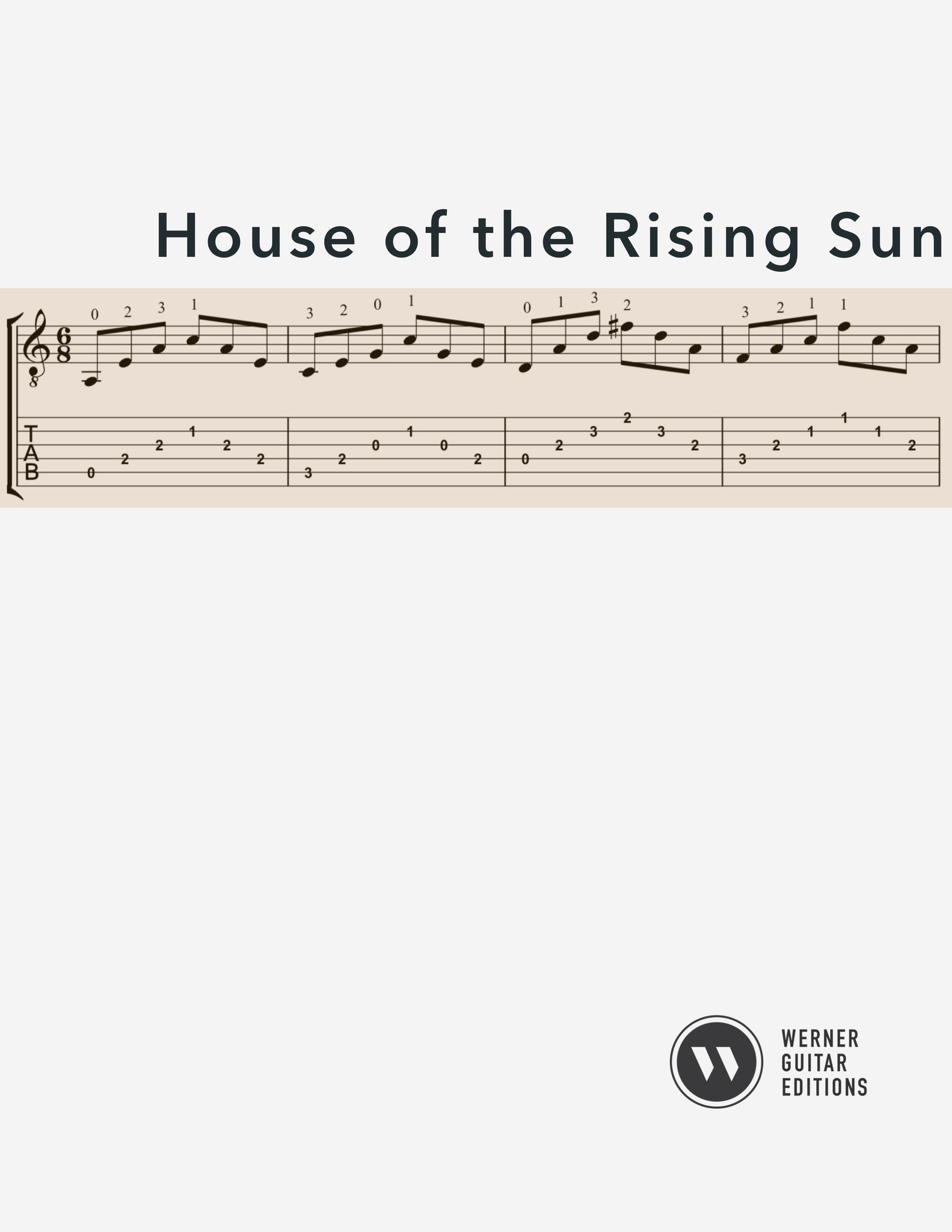 House of the Rising Sun for Guitar (PDF)