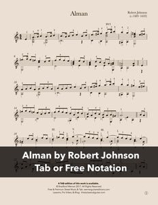 Alman by Robert Johnson for Guitar (Free PDF)