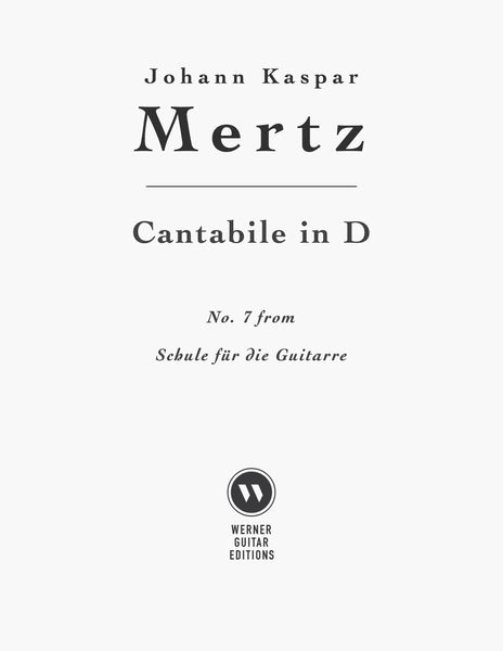 Cantabile in D by Mertz (PDF Sheet Music for Classical Guitar) 