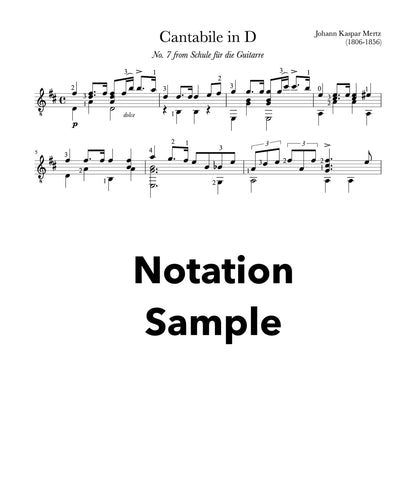 Cantabile in D by Mertz (PDF Sheet Music Sample) 