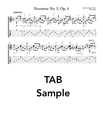 Nocturne No.2, Op.4 by Mertz (TAB Sample)