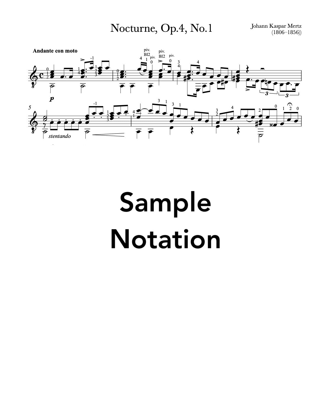Nocturne No. 1, Op. 4 by Mertz (PDF)
