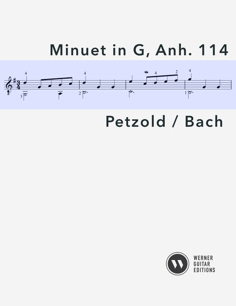 Minuet in G, Anh. 114 by Petzold / Bach for Guitar (PDF)