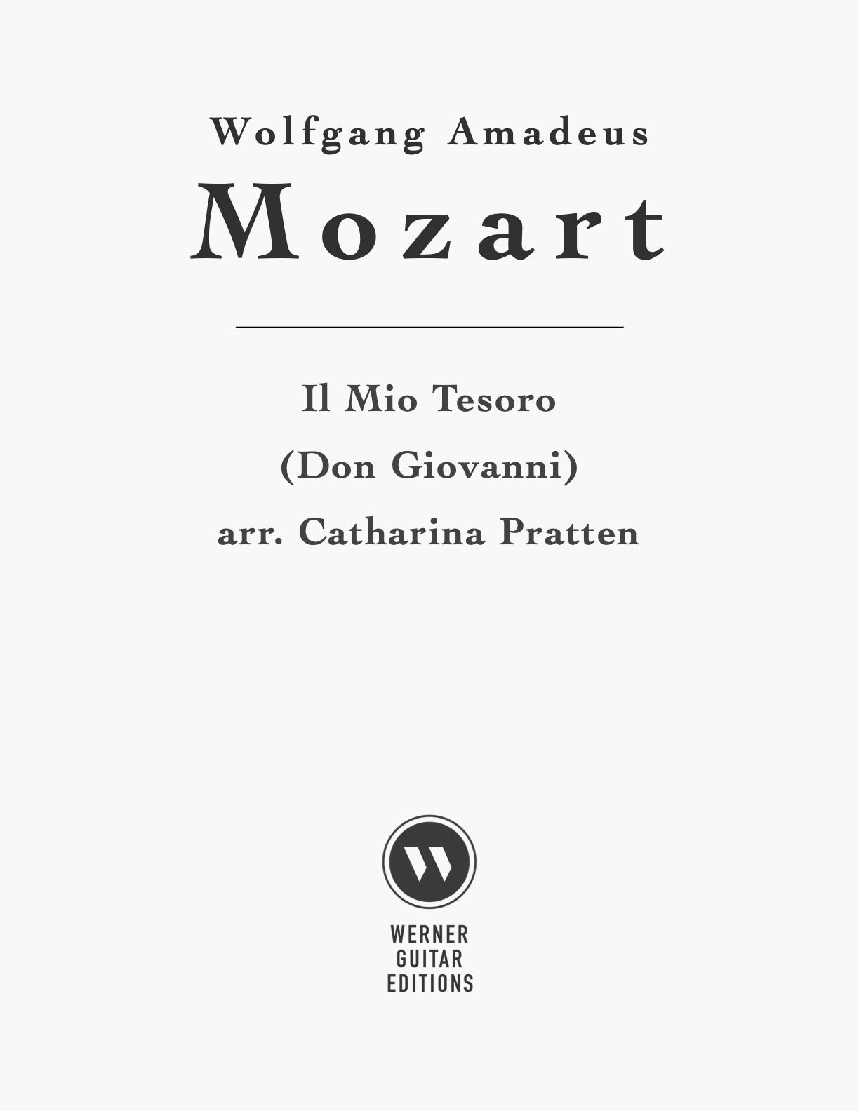 Il Mio Tesoro by Mozart, arr. Pratten for Guitar(PDF)