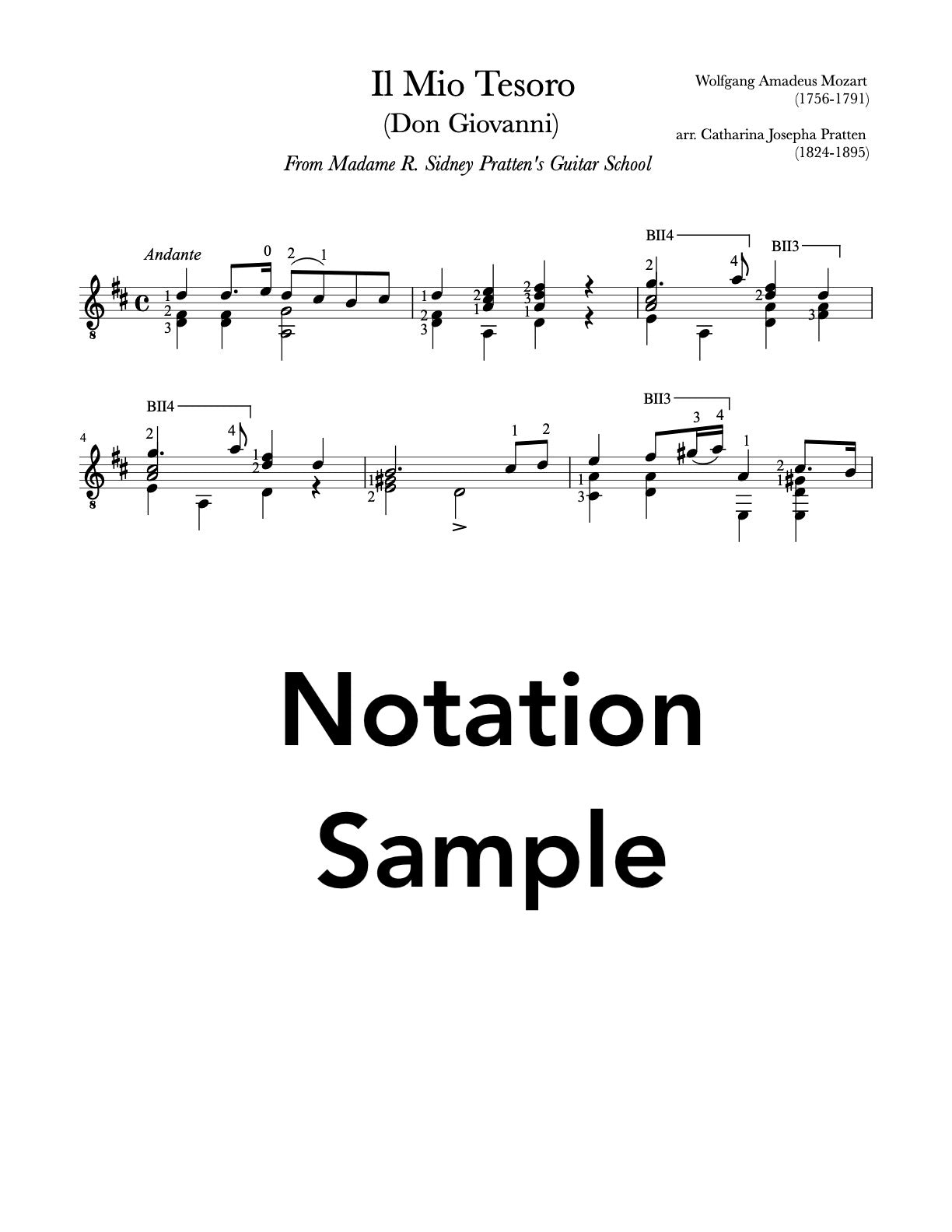 Il Mio Tesoro by Mozart, arr. Pratten (PDF) - Notation Sample
