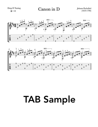 Canon in D by Pachelbel for Guitar (Tab Sample)