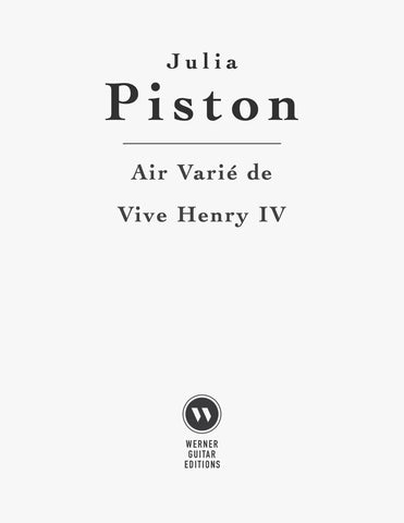 Air Varié de Vive Henry IV by Julia Piston 