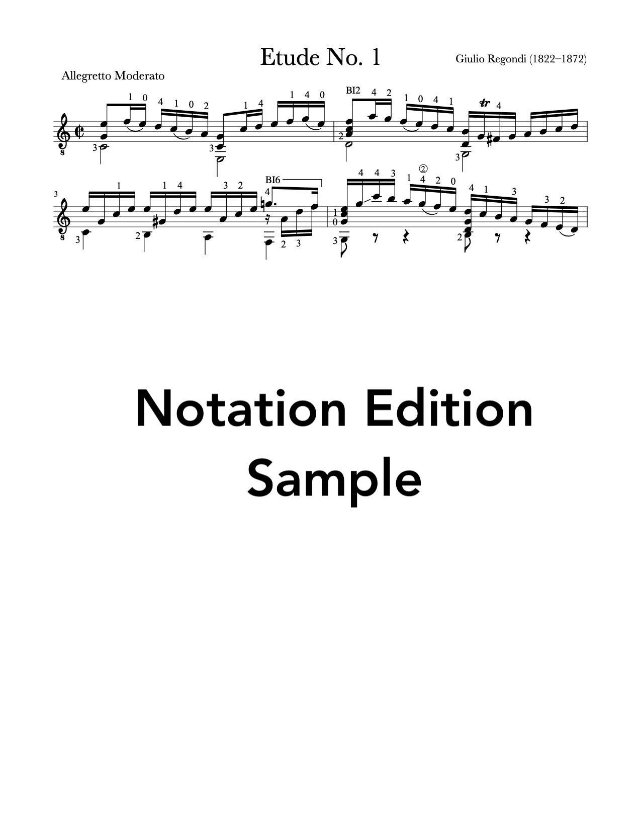 Etude No.1 by Giulio Regondi (PDF Sheet Music Sample)