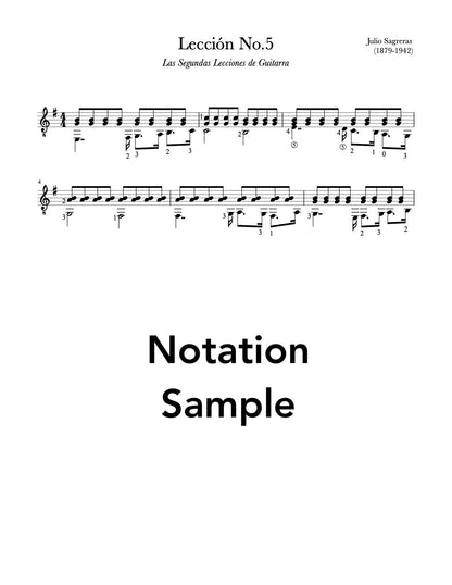 Lección No.5, Book 2 by Sagreras (Notation Sample)