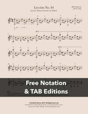 Lección No. 84 by Sagreras for Guitar (PDF)
