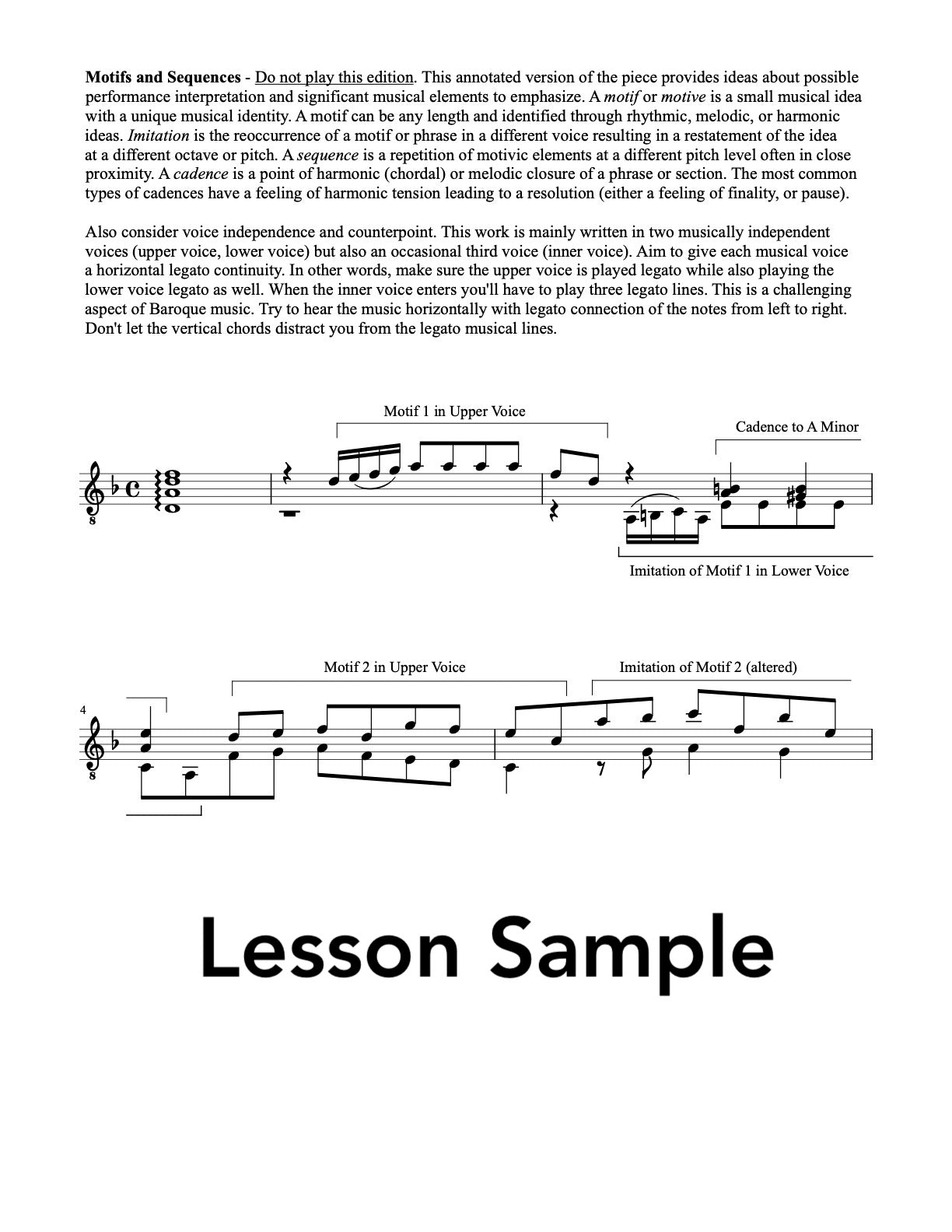 Lesson Sample - Classical Guitar Repertoire Lessons Grade 6 