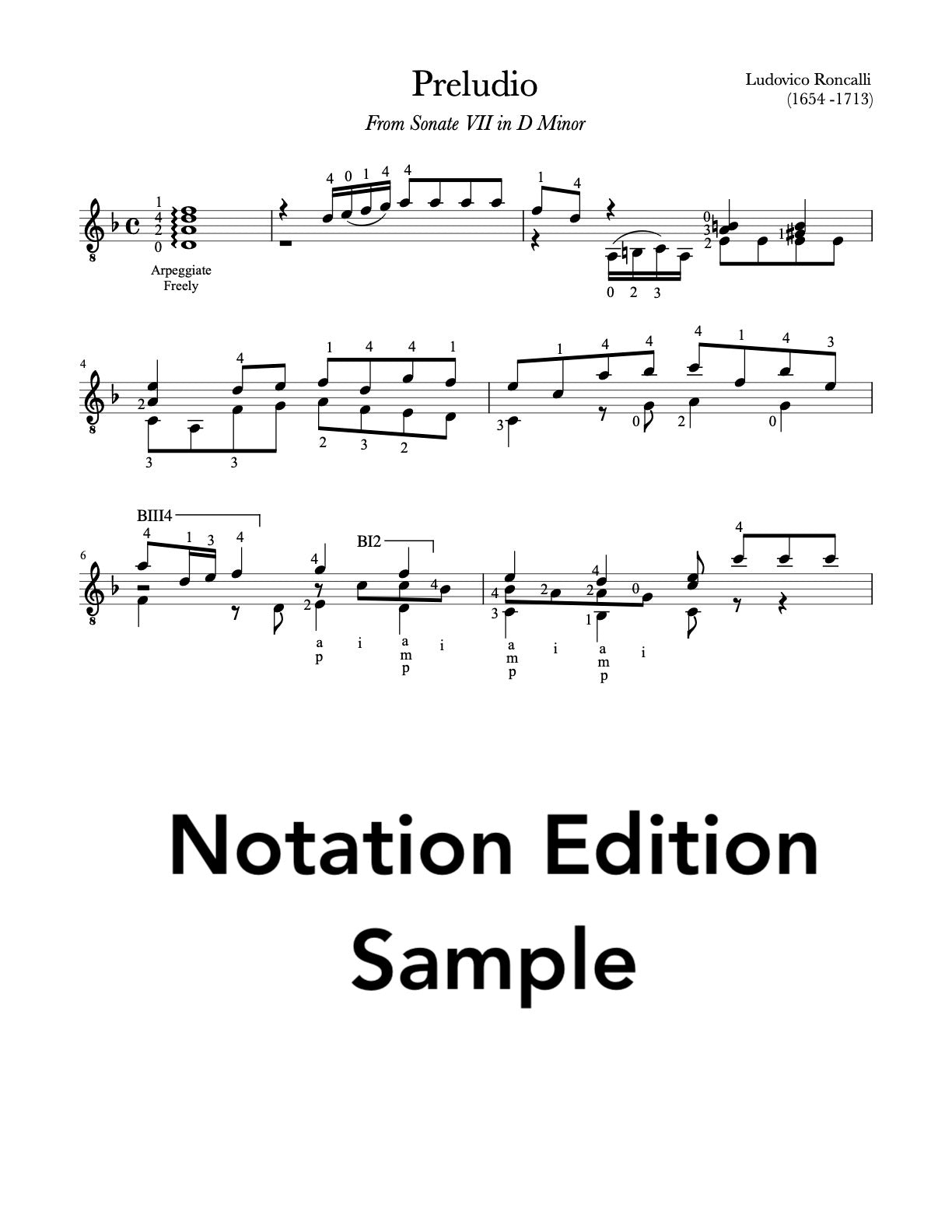 Notation Sample - Classical Guitar Repertoire Lessons Grade 6 (PDF)