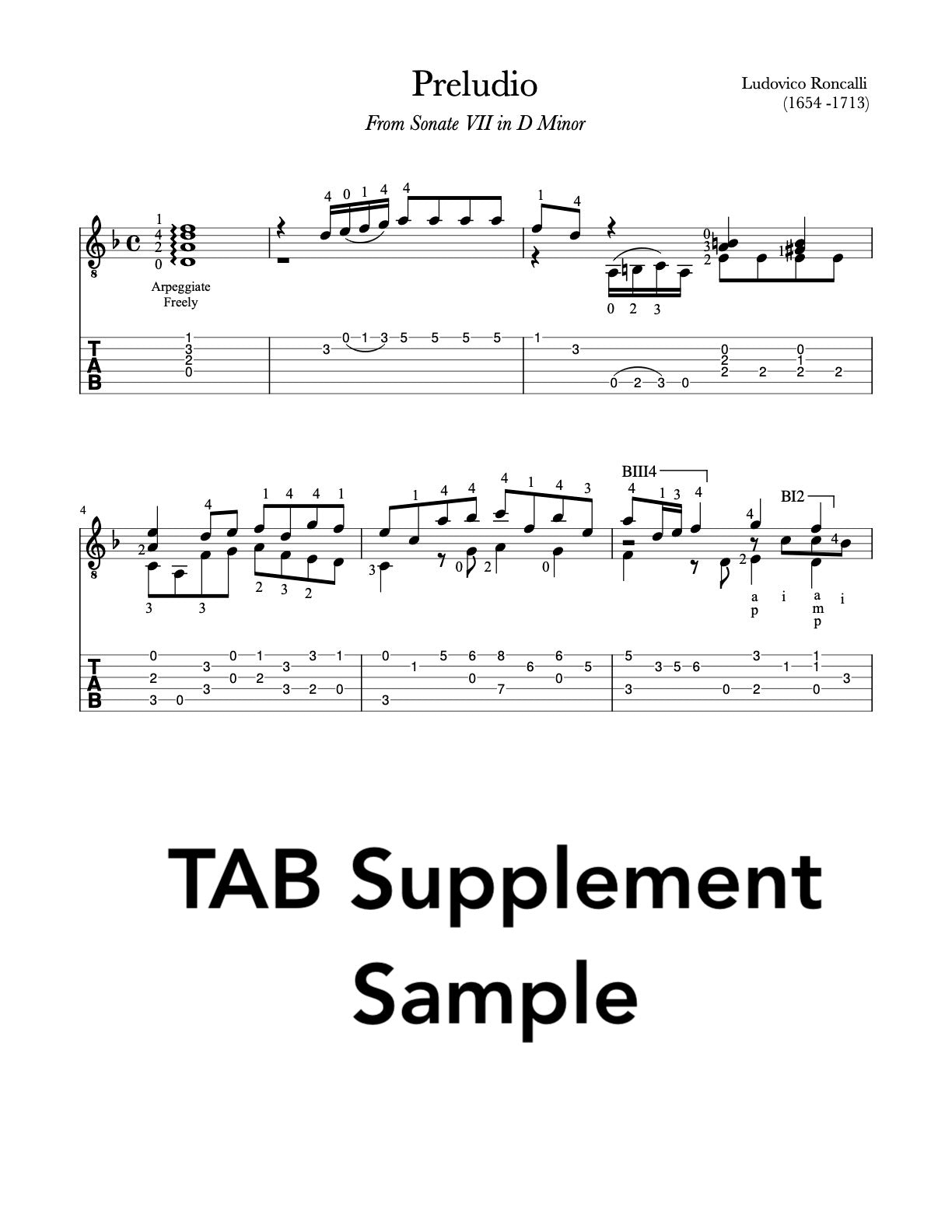 TAB Sample - Classical Guitar Repertoire Lessons Grade 6 (PDF)