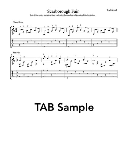 Scarborough Fair for Guitar (TAB Sample)