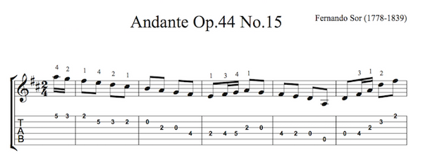 Study No.15, Op.44 by Sor (Tab Sample)