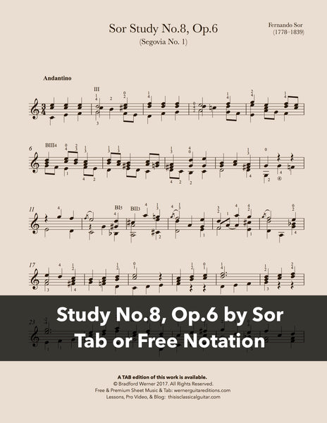 Study No.8, Op.6 by Sor (Free PDF)