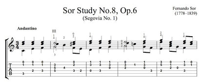 Study No.8, Op.6 by Sor (Tab Sample)