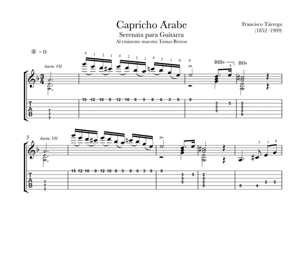 Capricho Arabe by Tarrega (Tab Sample)