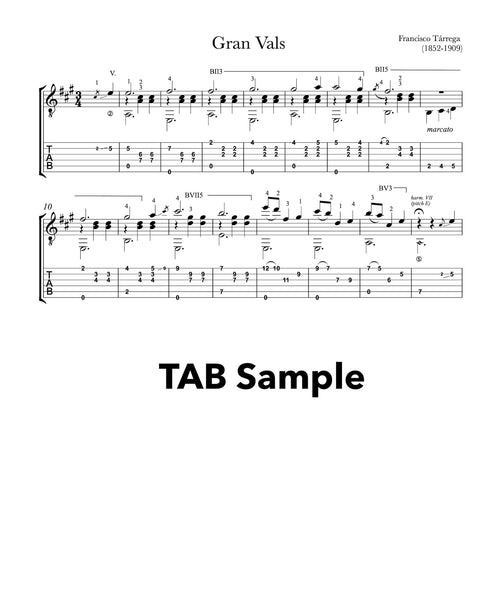 Gran Vals by Tarrega - Tab Sample