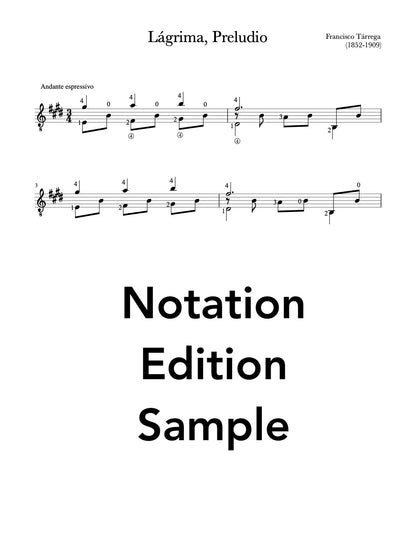 Lágrima, Preludio by Francisco Tárrega - PDF Sheet Music Sample