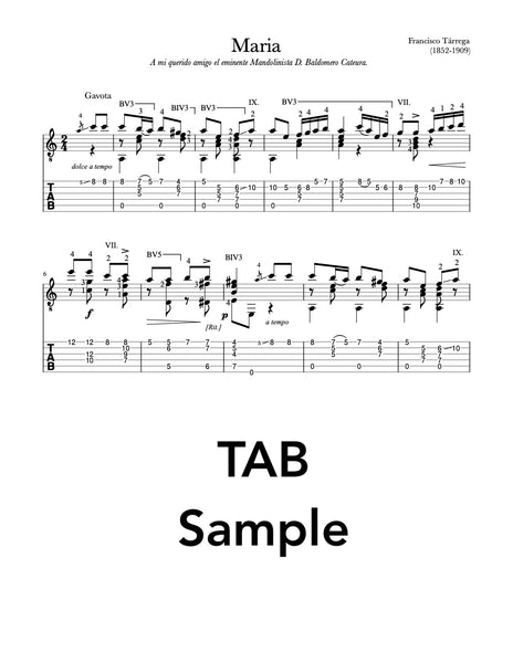 Maria (Gavota) by Francisco Tárrega (Tab Sample)