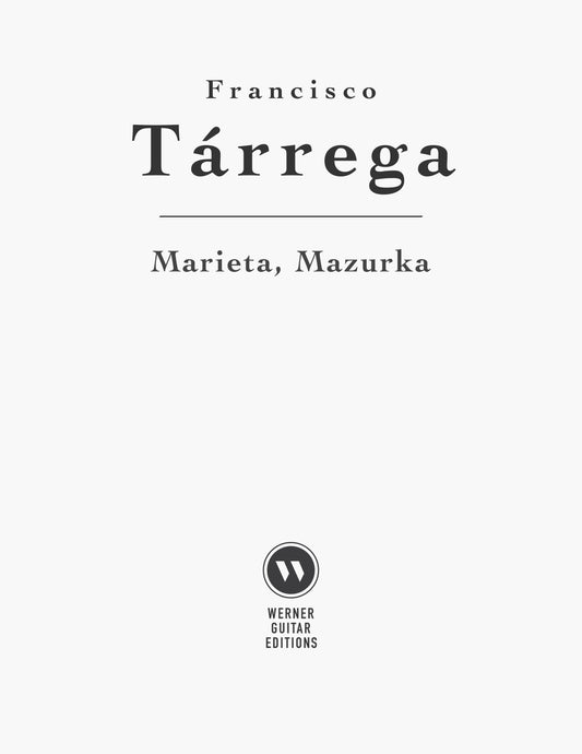 Marieta, Mazurka by Tárrega (Free PDF Sheet Music, or Tab)