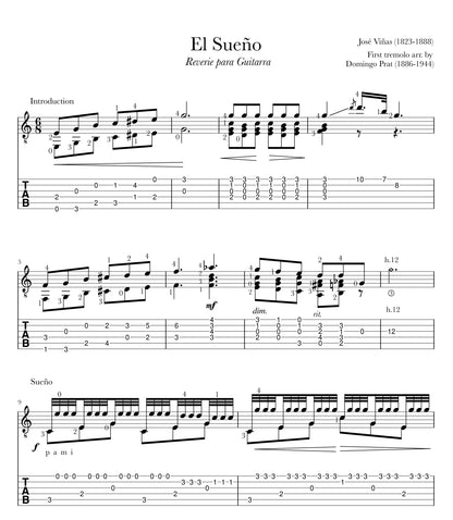 El Sueño (Reverie para Guitarra) for Guitar by José Viñas (TAB)