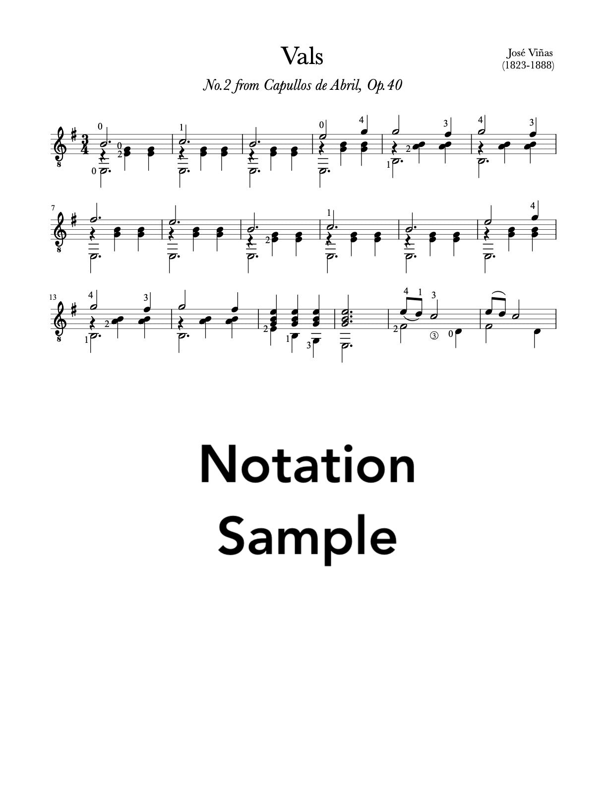 Vals, No.2, Op.40 by Vinas (PDF Sheet Music) - Sample