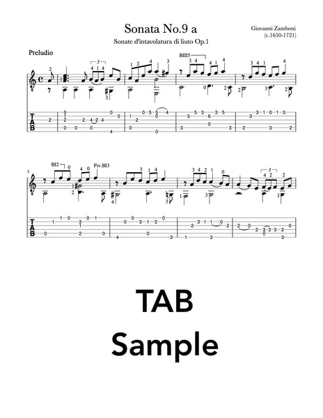 Sonata No.9 by Giovanni Zamboni (TAB Sample)